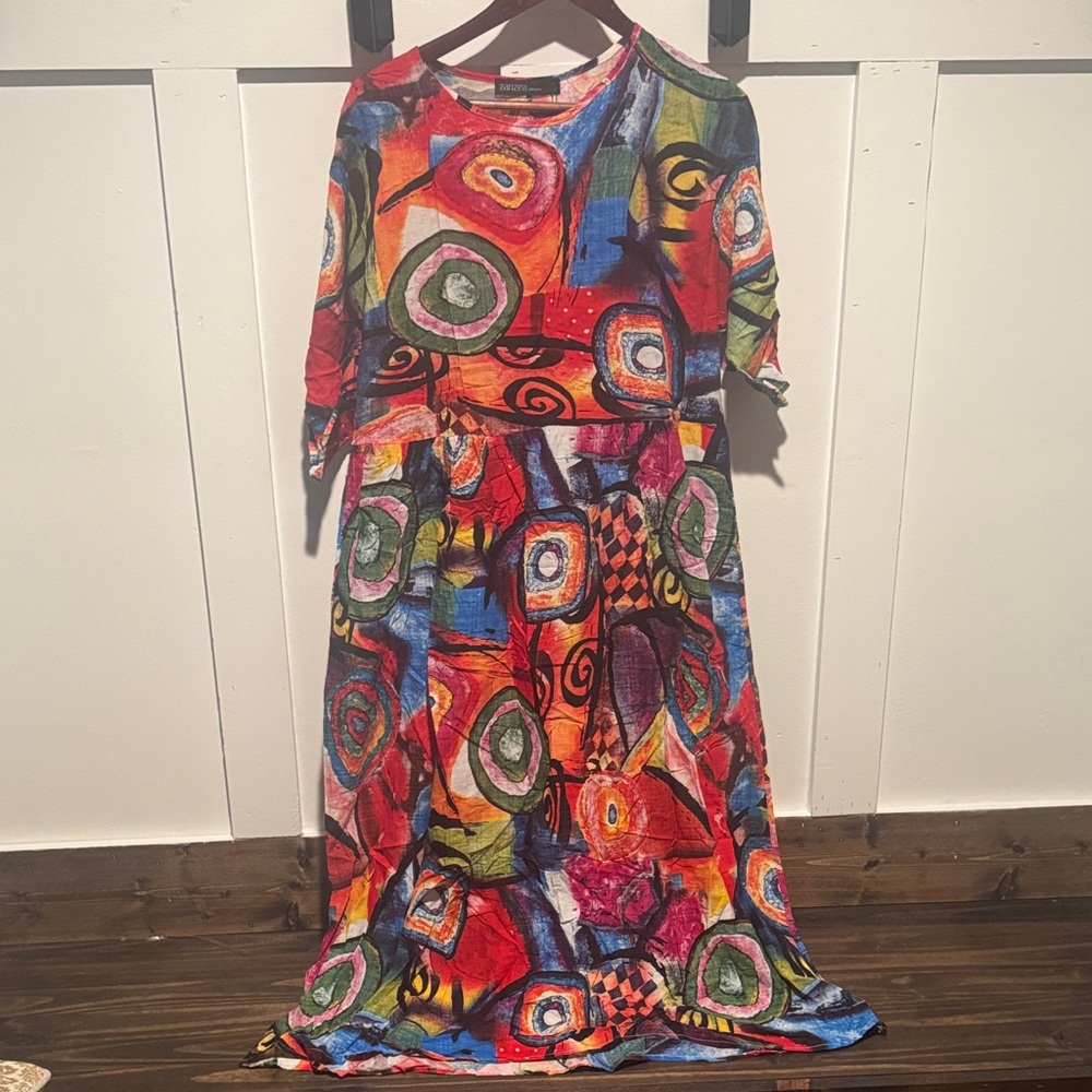 Zanzea Multicolor Abstract Midi Dress